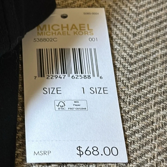 NWT $68 Michael Kors MK Designer Signature MK Logo Adjustable Cap/Hat Black - Picture 3 of 3